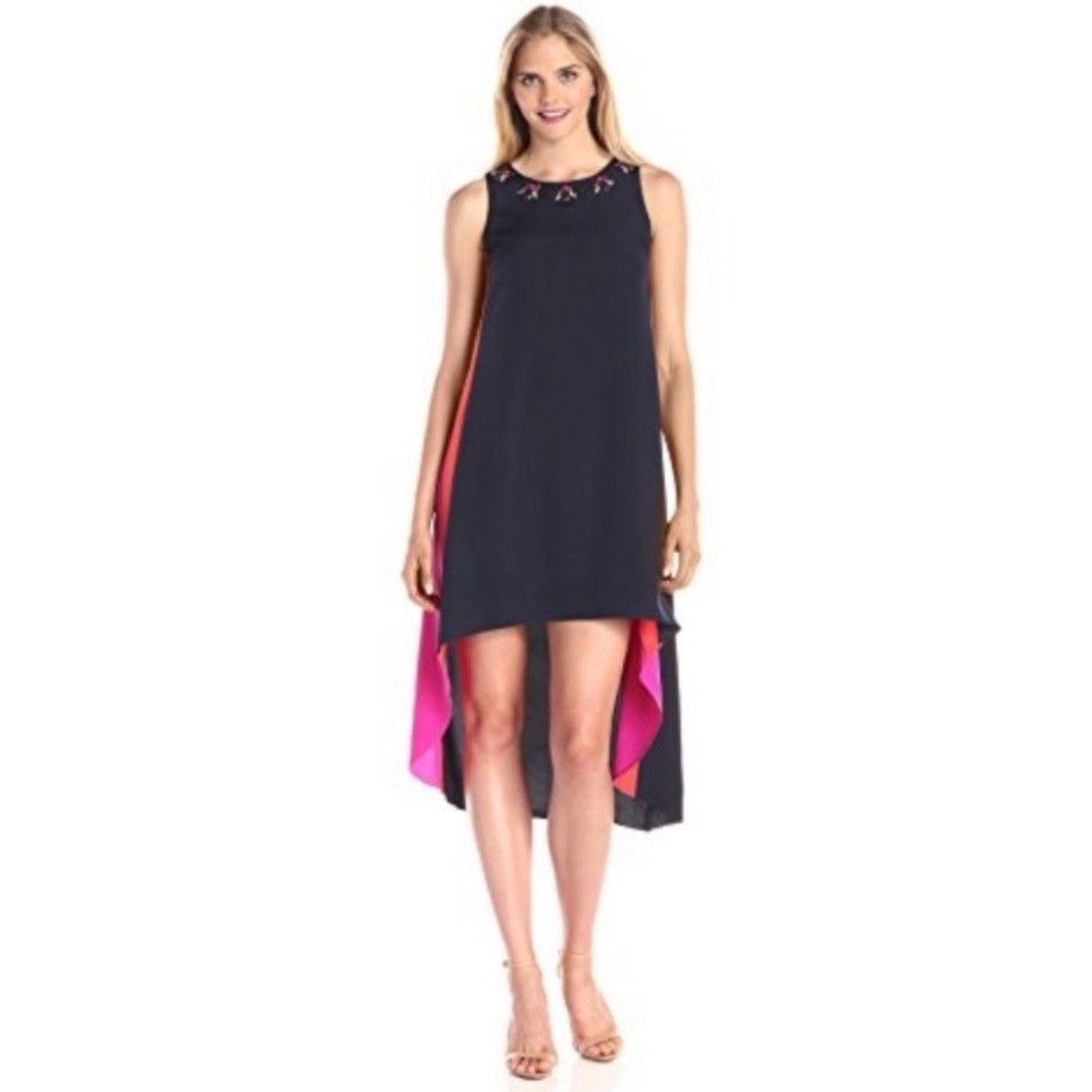 Vince Camuto Colorblock High-Low Trapeze Dress